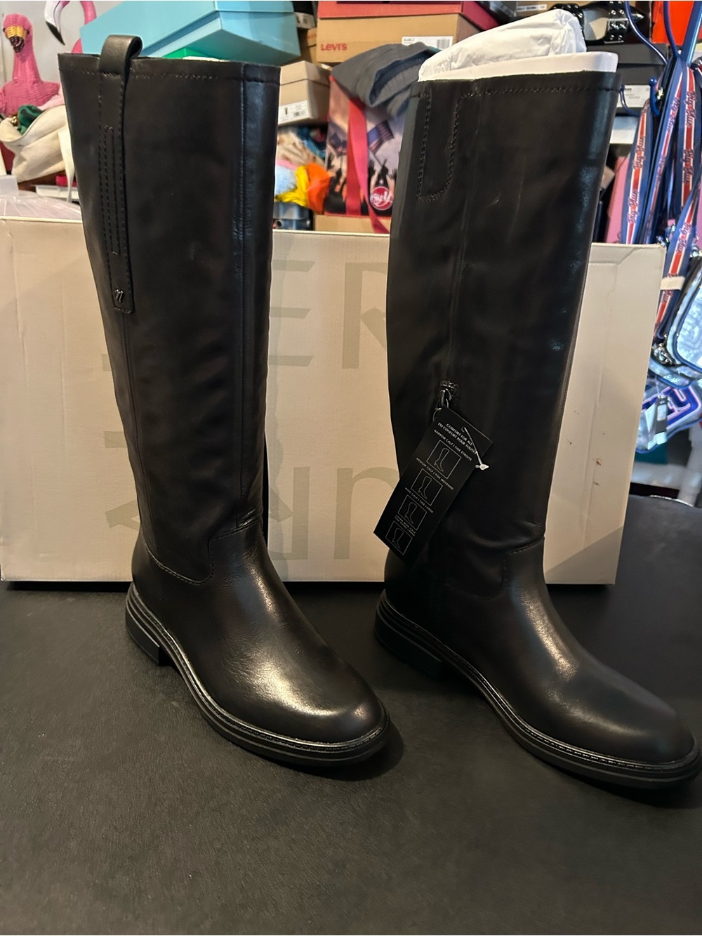 Naturalizer Black Leather Knee-High Riding Boots
